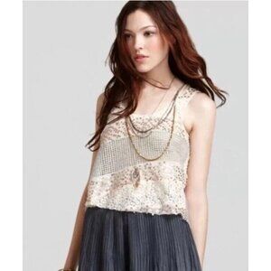 Free People Itsy Bitsy Glitzy Tank Top Size S Small Sheer Sequin Sparkle Fairy